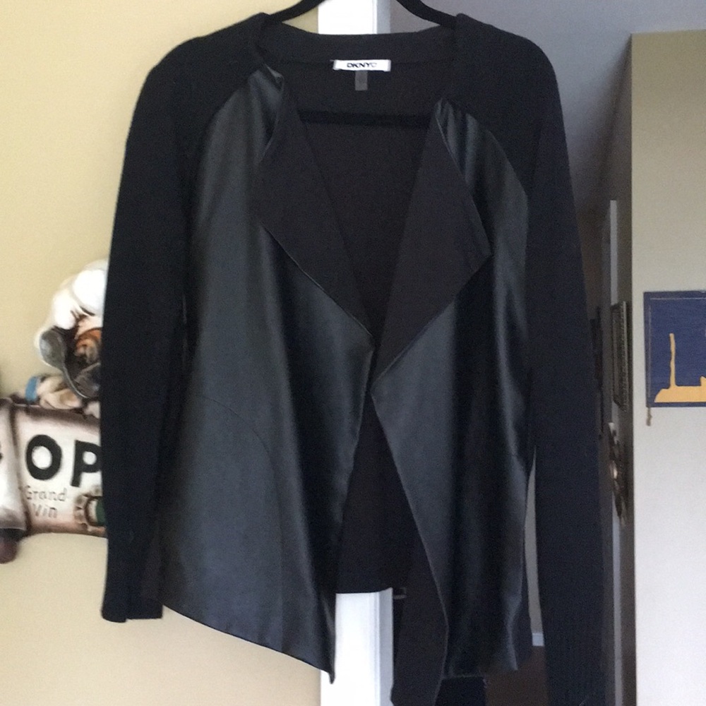 Pleather and sweater unconstructed jacket